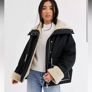 & Other Stories shearling trim jacket
